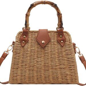 Women Straw Crossbody Bag Woven Summer Purse Rattan Beach Handbag